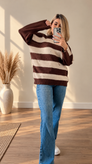 پلیور یقه گرد طرح زاپ دار